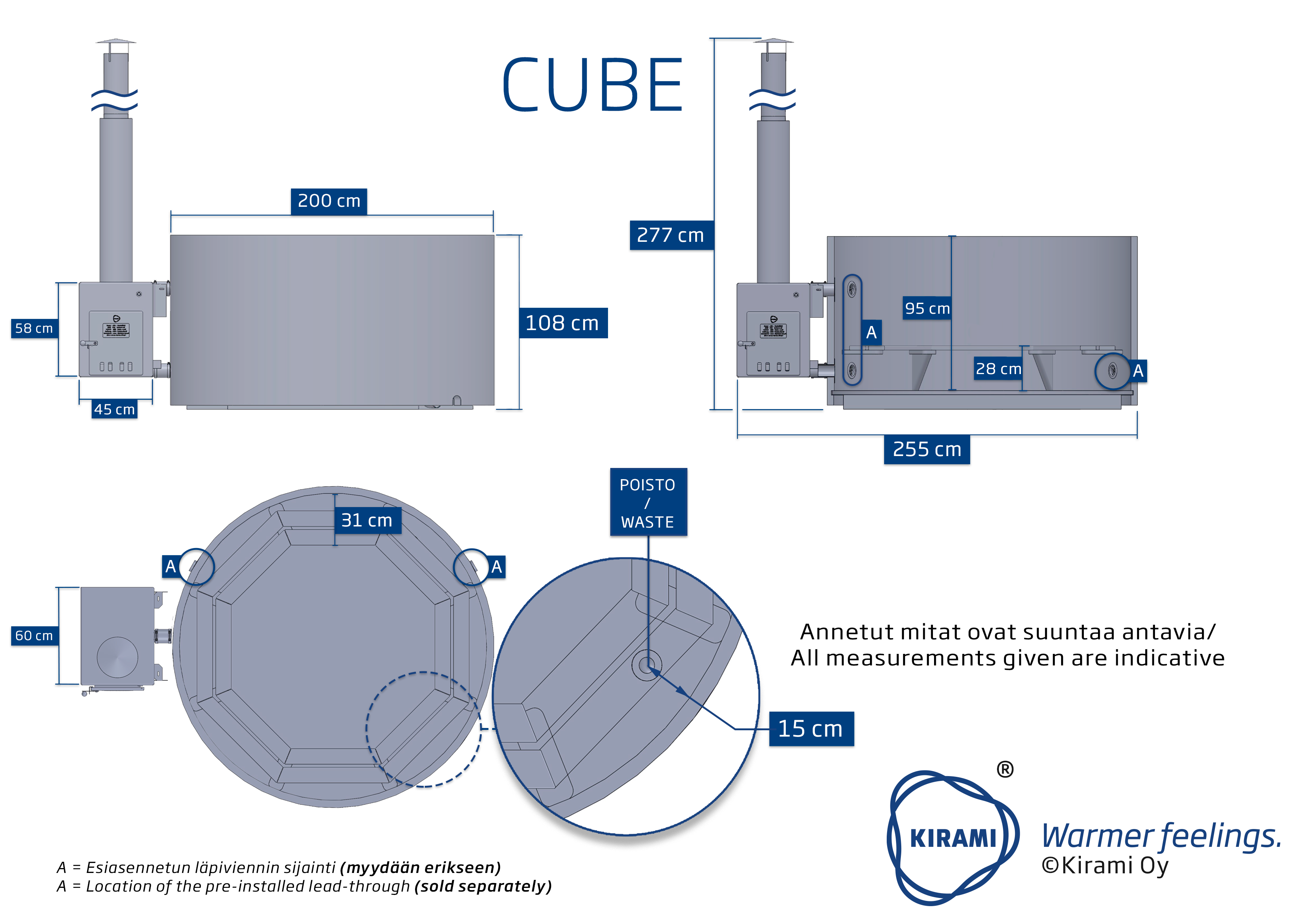 Premium Woody L Cube dimensionale tekning