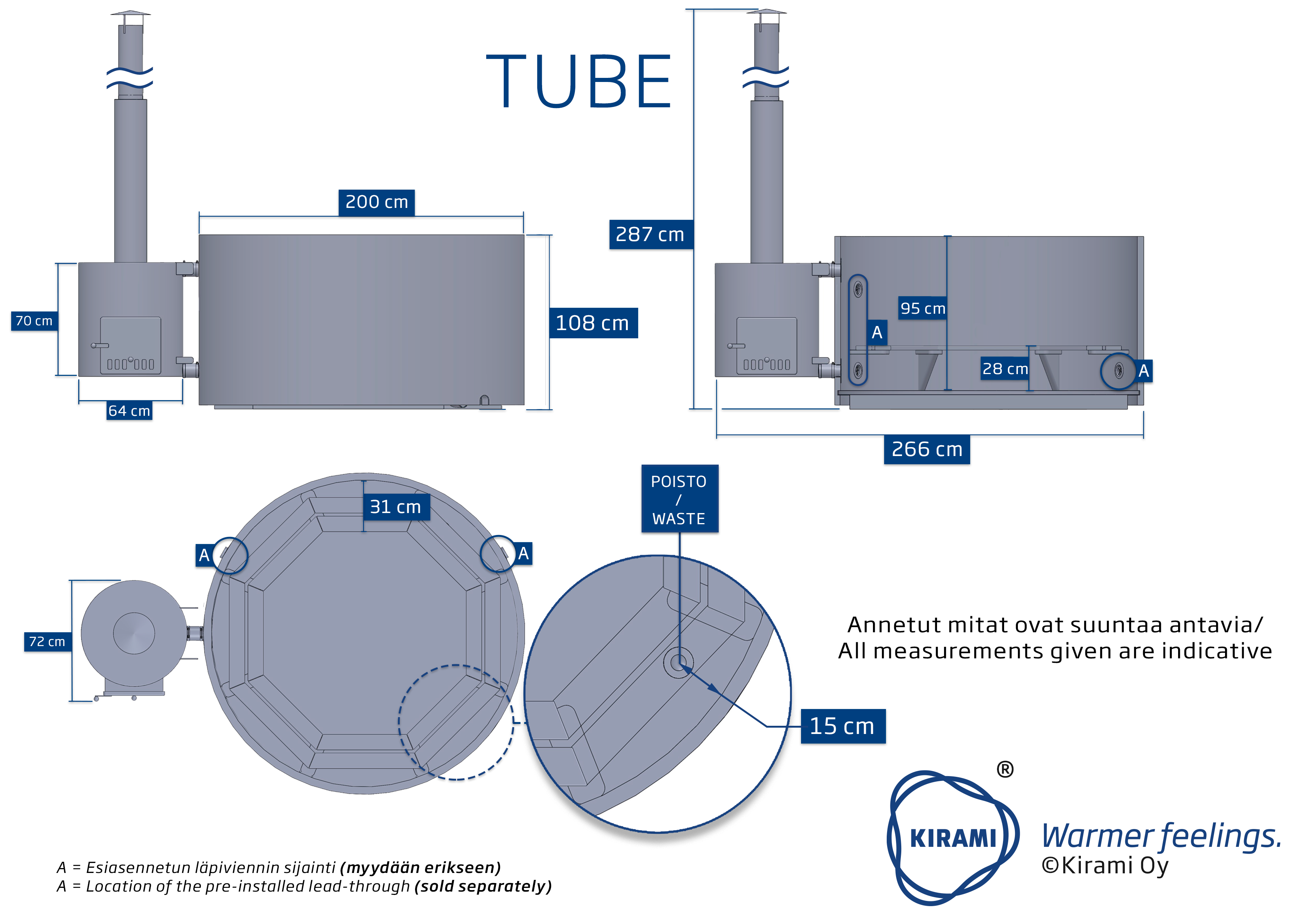 Premium Woody L Tube dimensionale tekning