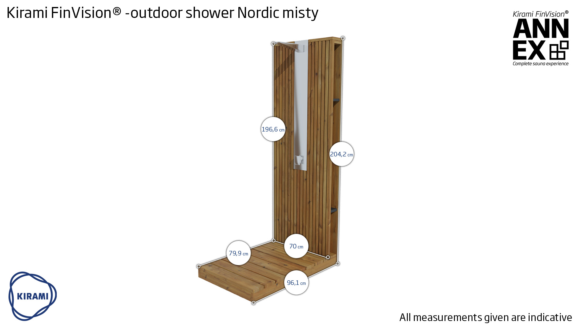 Kirami FinVision® -outdoor shower Nordic misty voor op het terras