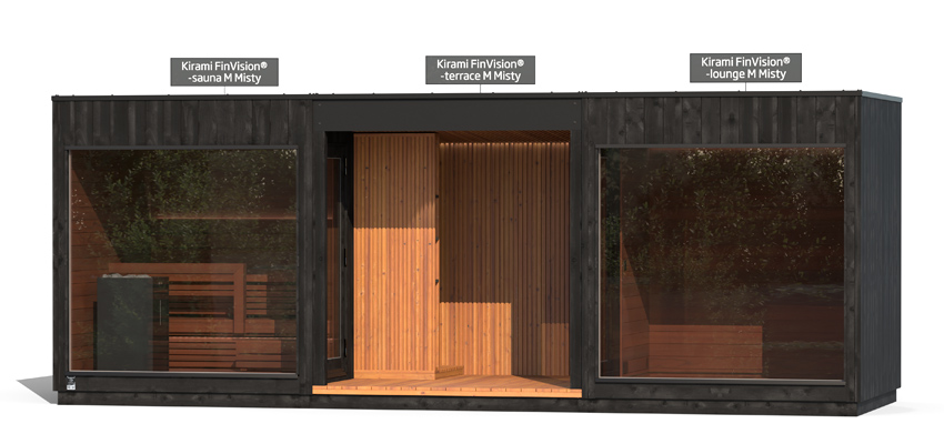 Kirami FinVision® -sauna M Misty, -terrace M Misty, -lounge M Misty
