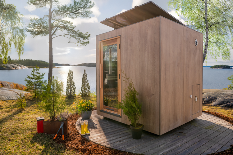 Kirami FinVision® -sauna Zero M - op een bruingetinte tegel