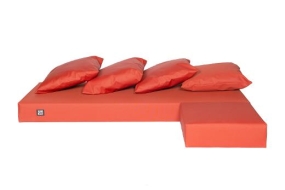 Kussens voor bankstel (incl. bank, hocker en 4 x kussens), oranje