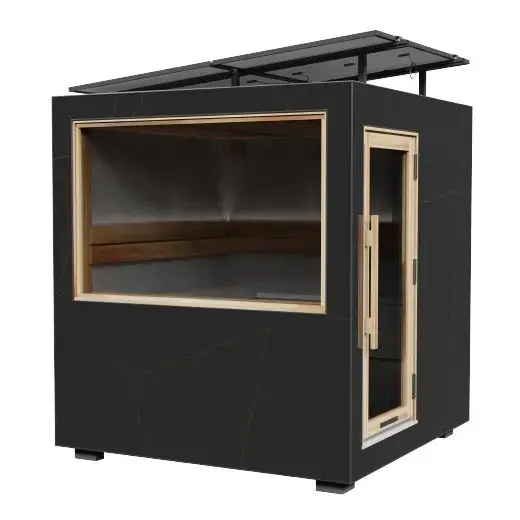 Kirami FinVision® -sauna M Zero (Right), GlowBlack-CoralWhite, Delta 3,6 kW, Off-grid solar system